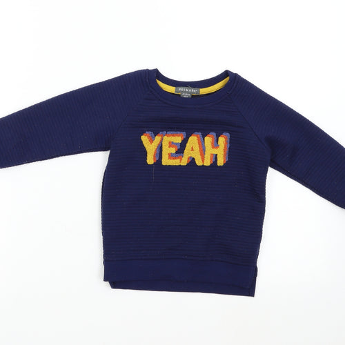 Primark Boys Blue   Pullover Sweatshirt Size 2-3 Years