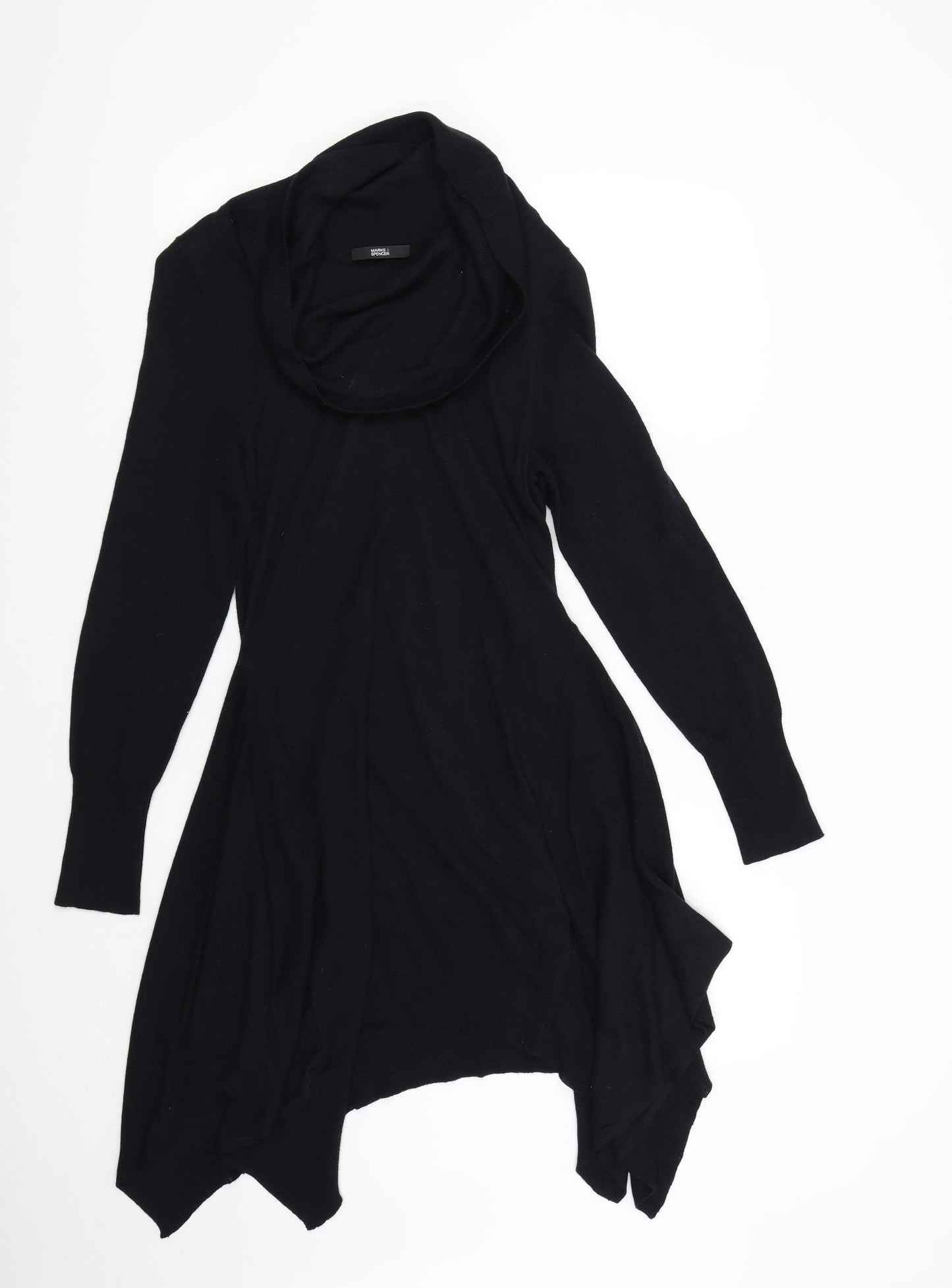 M&S Womens Black  Knit Jumper Dress  Size 12