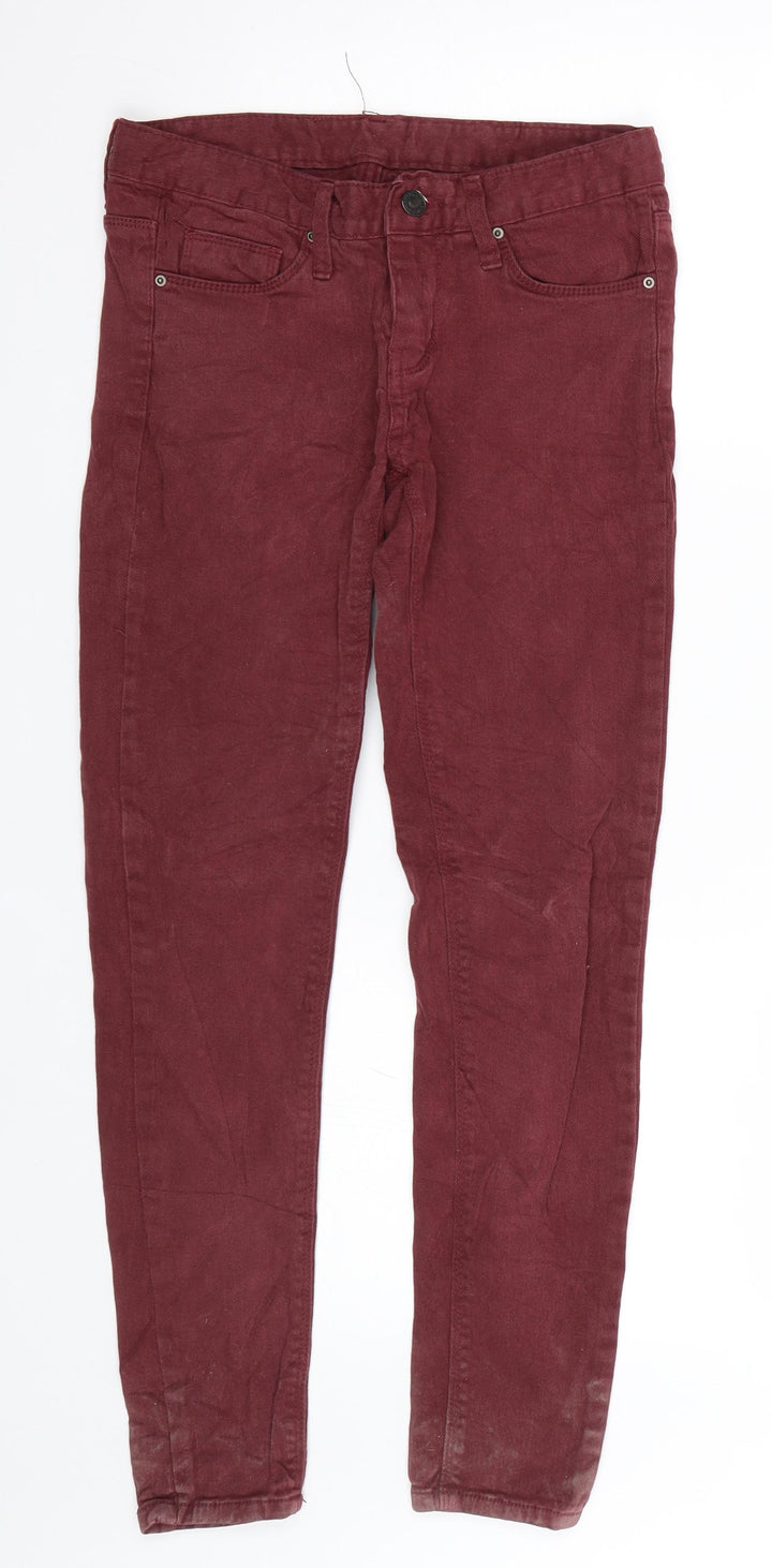 Preworn Womens Red  Denim Skinny Jeans Size 27 L25 in