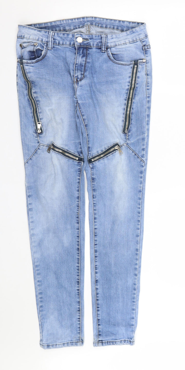Hella miss Womens Blue  Denim Skinny Jeans Size 12 L27 in