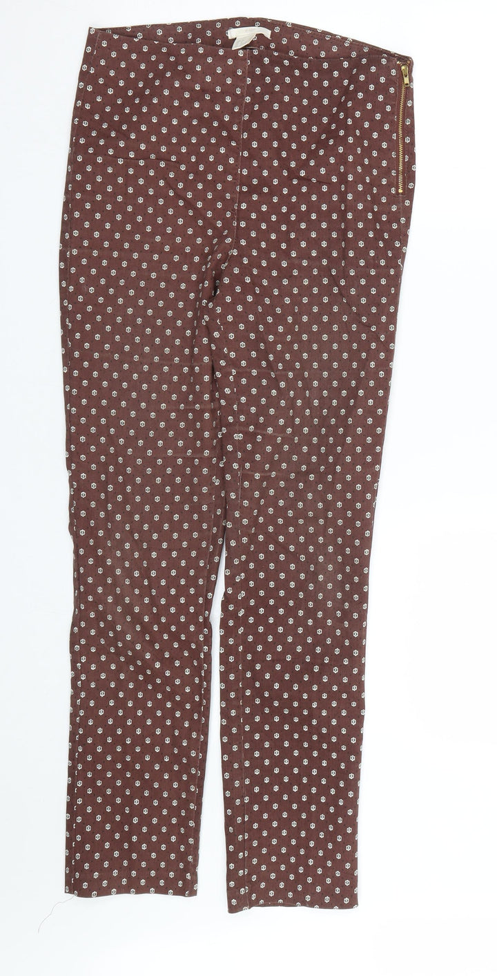 H&M Womens Brown Polka Dot Trousers Size 8 L26 in