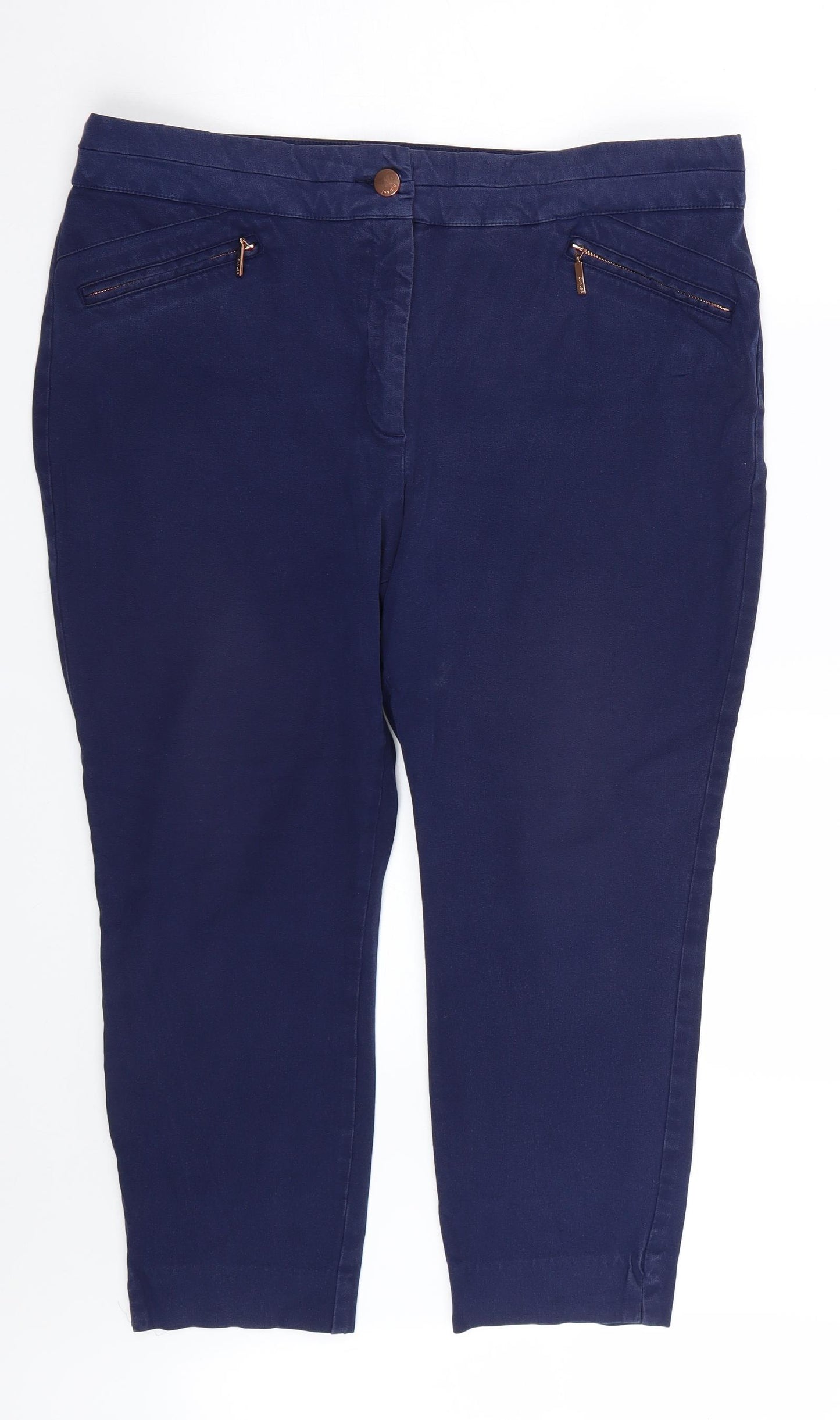 Per Una Womens Blue   Capri Trousers Size 18 L22 in