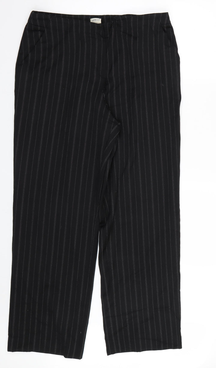 Armani  Womens Black Striped  Trousers  Size 20 L30 in