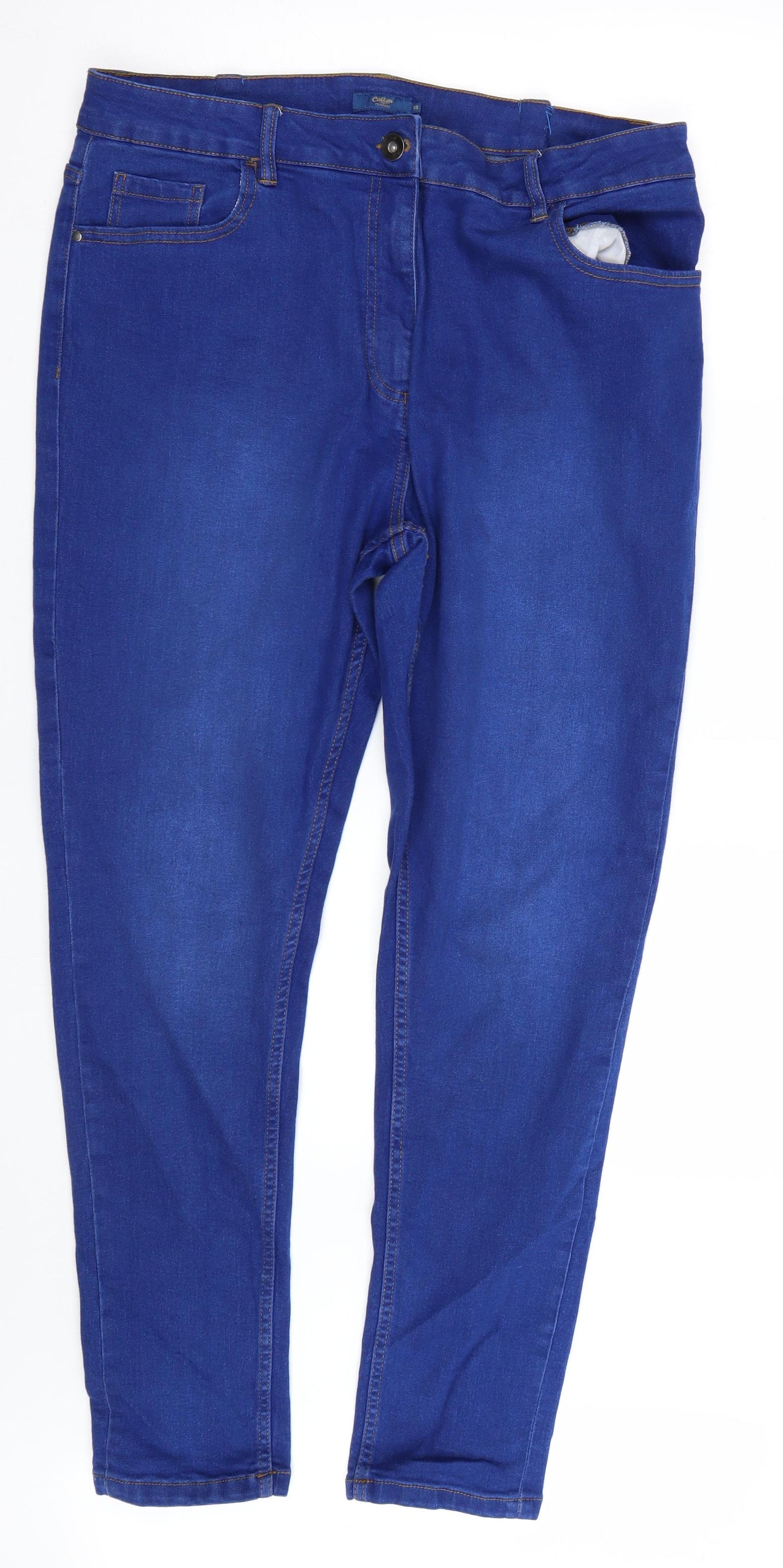 Cotton Traders Womens Blue   Skinny Jeans Size 18 L28 in
