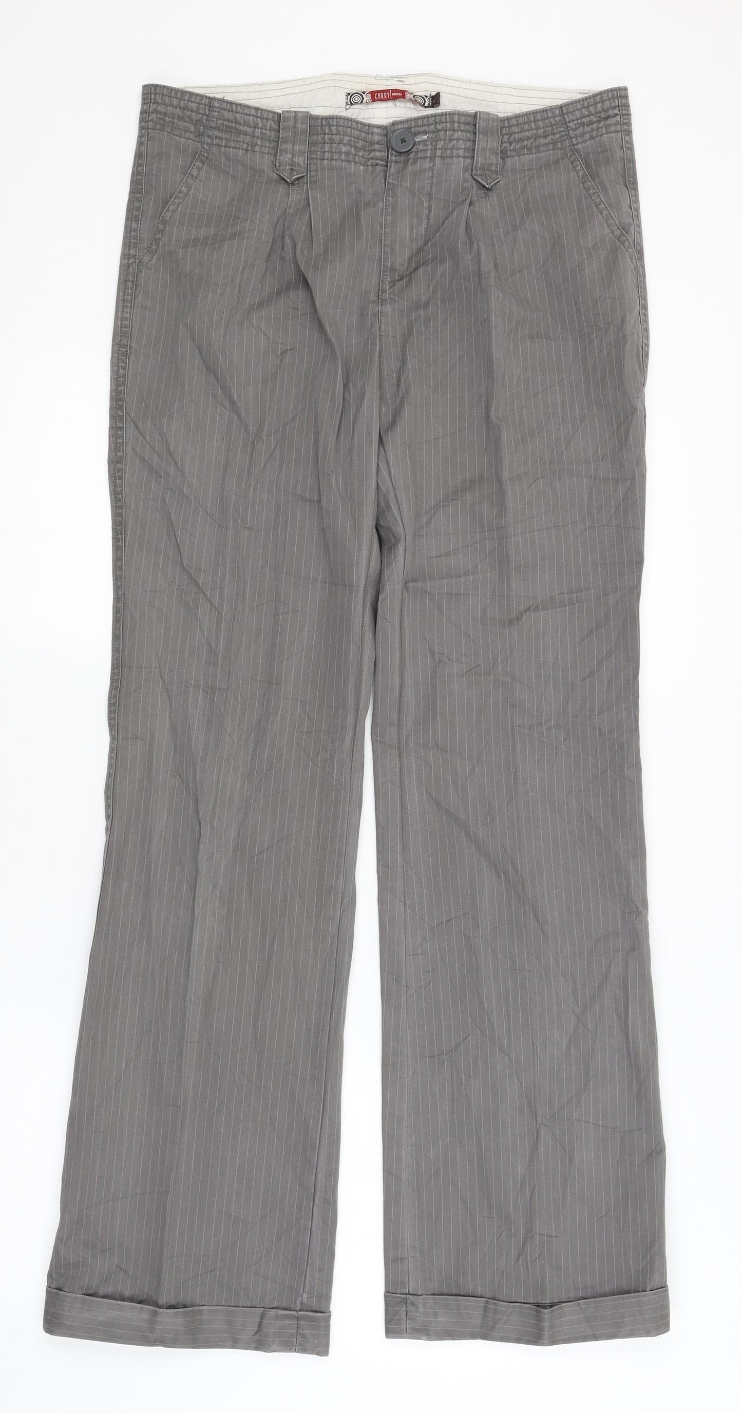 Carry Womens Grey Striped  Trousers  Size L L32 in