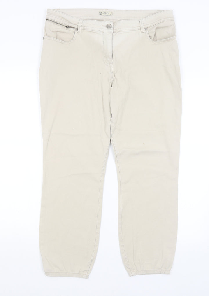 M&Co Womens Beige Mom Jeans Size 14 L26 in