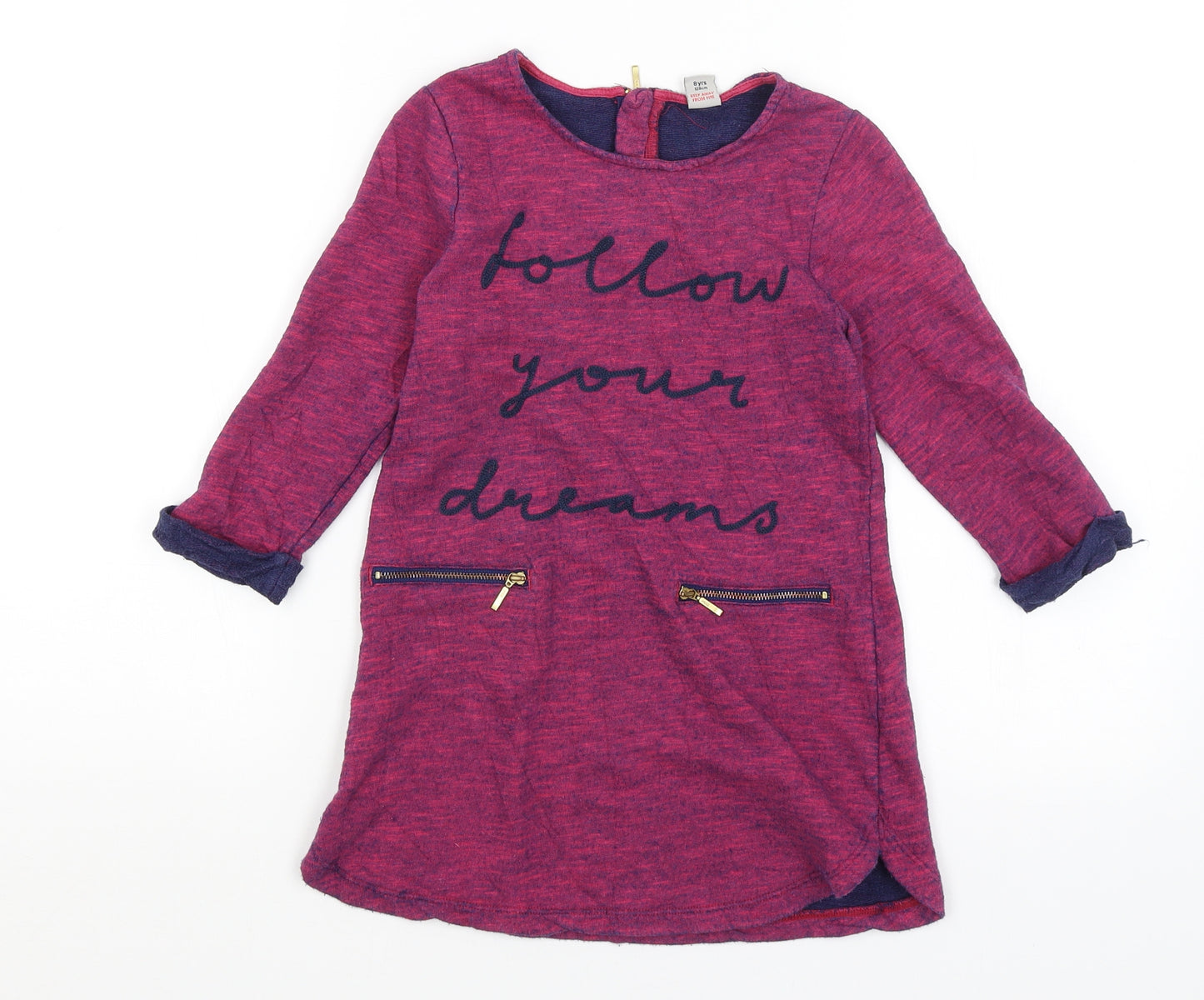 TU Girls Purple   Jumper Dress  Size 8 Years  - Follow Your Dreams