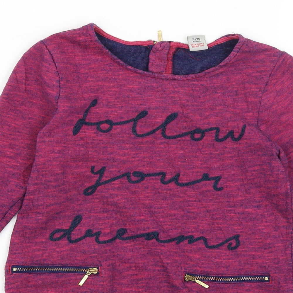 TU Girls Purple   Jumper Dress  Size 8 Years  - Follow Your Dreams