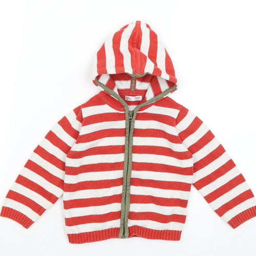 DP Girls Red Striped  Full Zip Hoodie Size 2 Years