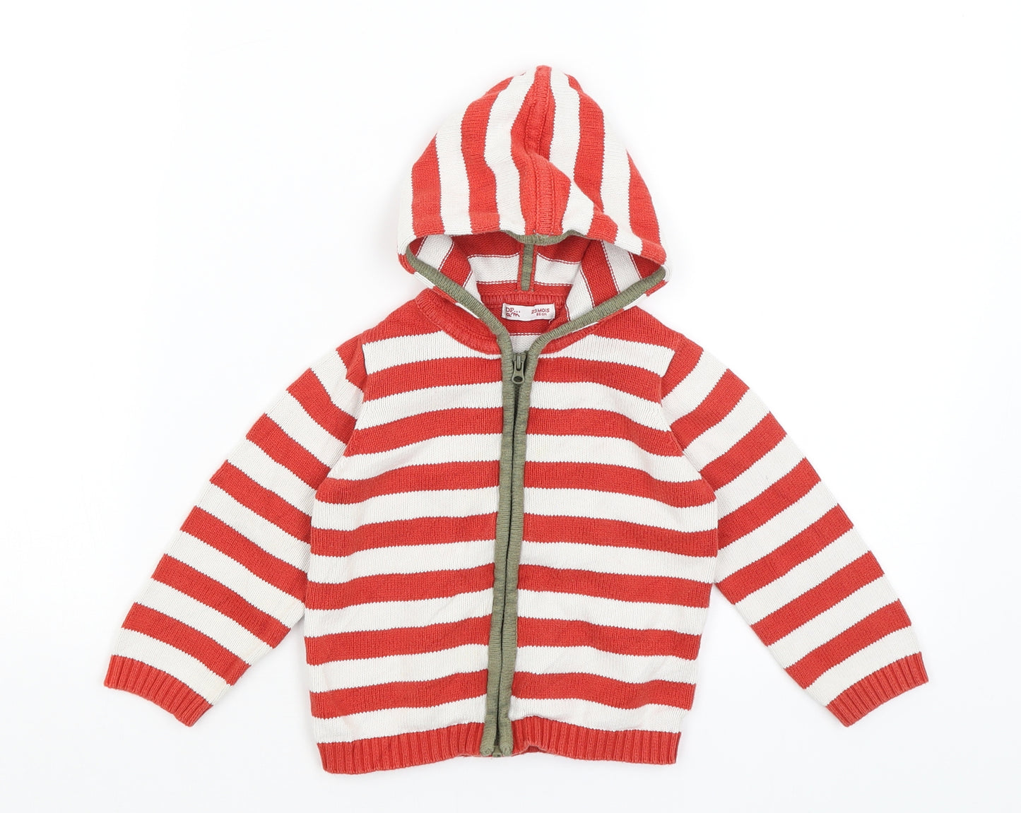 DP Girls Red Striped  Full Zip Hoodie Size 2 Years