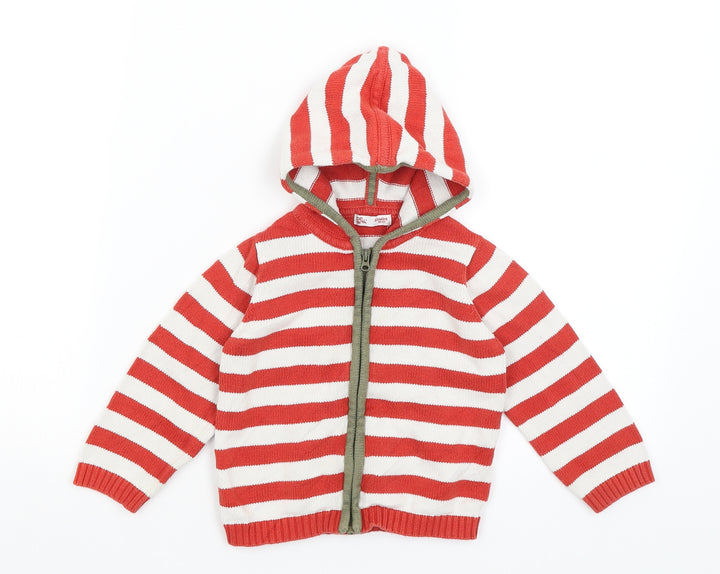 DP Girls Red Striped  Full Zip Hoodie Size 2 Years