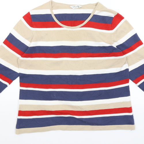 David Neiper Womens Beige Striped  Pullover Jumper Size 18