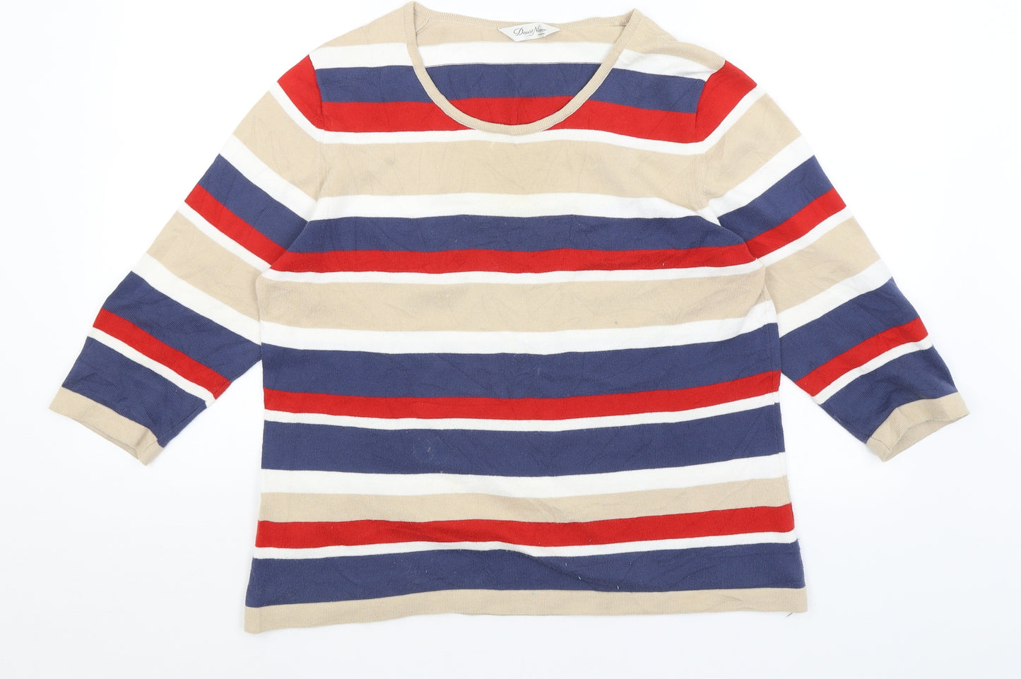 David Neiper Womens Beige Striped  Pullover Jumper Size 18