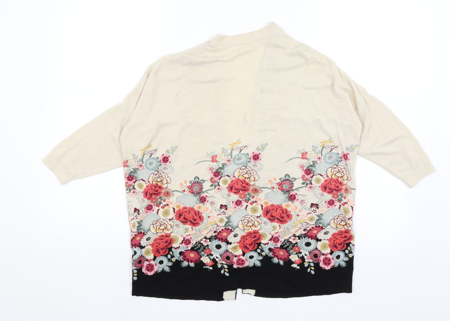 Monsoon Womens Beige Floral  Cardigan Jumper Size S