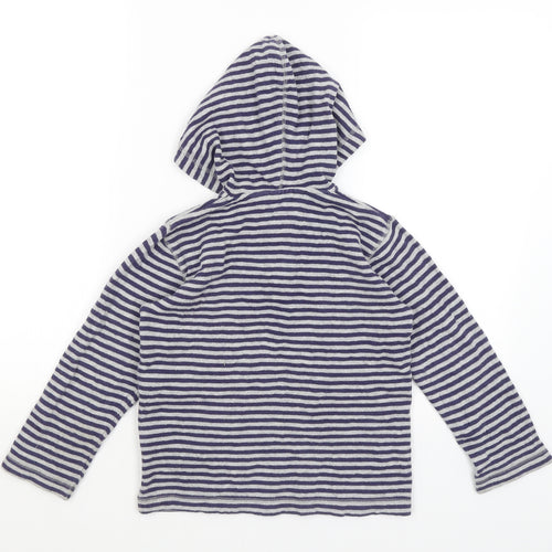 Mini Boden Boys Blue Striped  Pullover Hoodie Size 5-6 Years