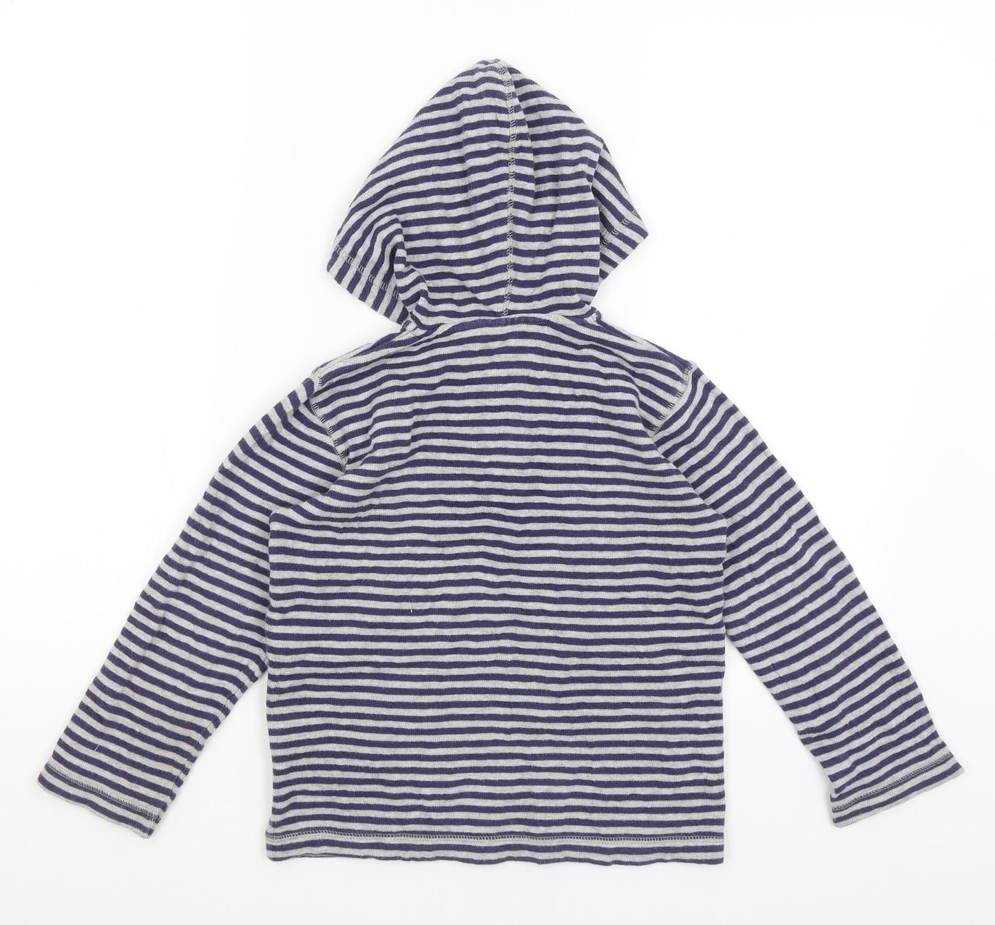 Mini Boden Boys Blue Striped  Pullover Hoodie Size 5-6 Years