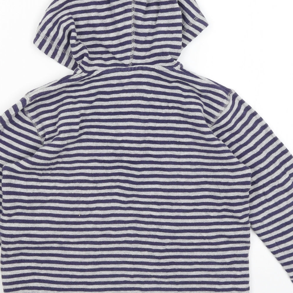 Mini Boden Boys Blue Striped  Pullover Hoodie Size 5-6 Years
