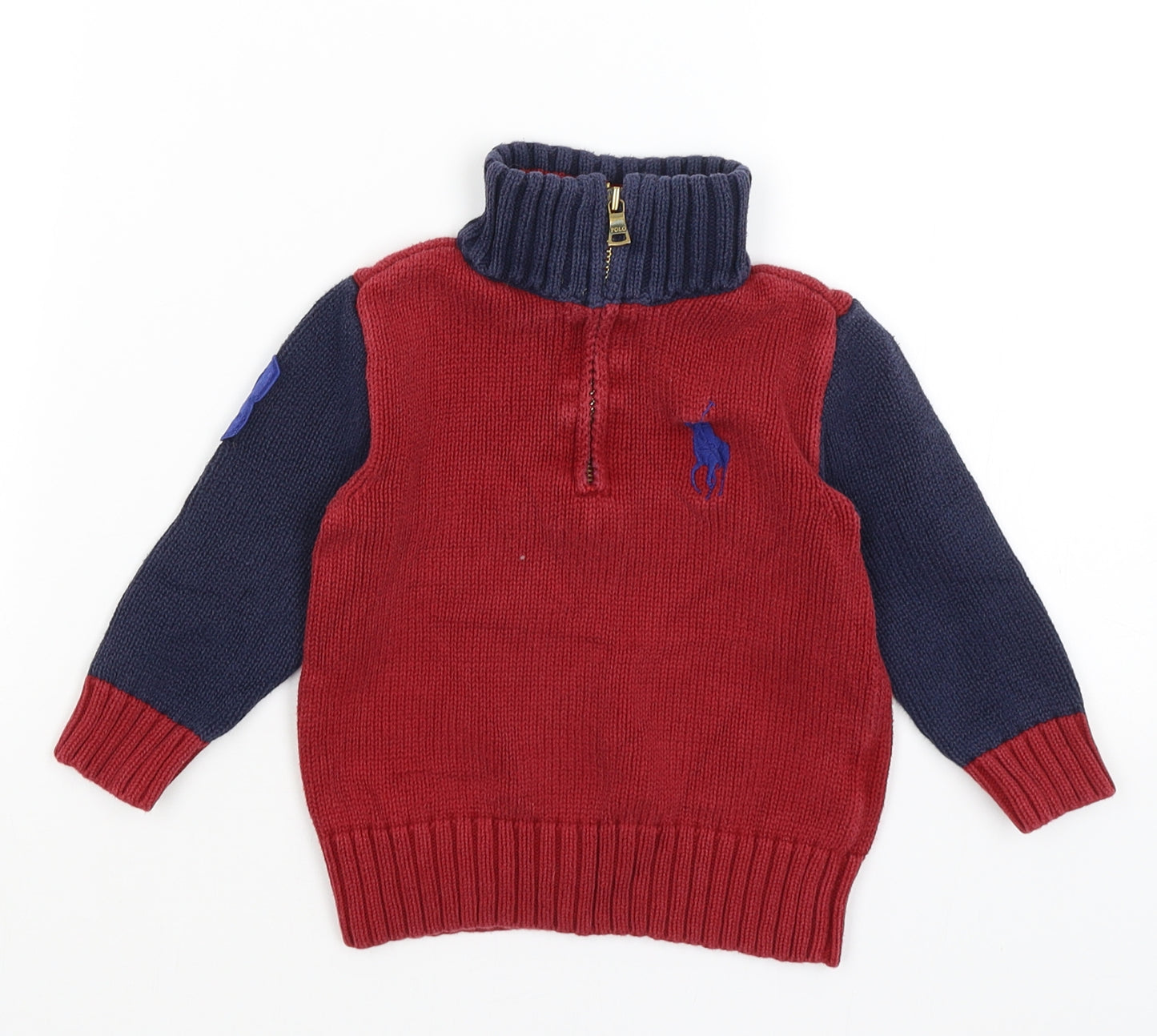 Ralph Lauren Boys Red   Pullover Jumper Size 2-3 Years