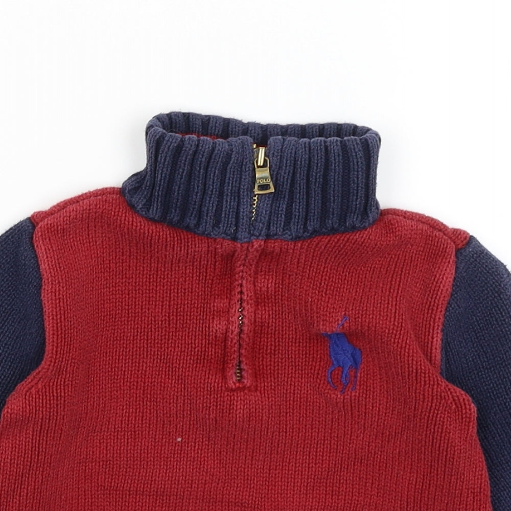 Ralph Lauren Boys Red   Pullover Jumper Size 2-3 Years