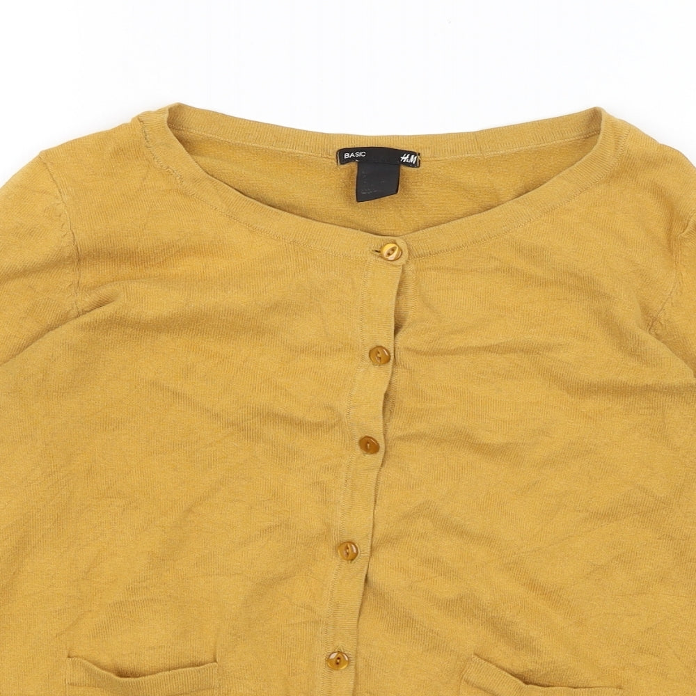 H&M Womens Yellow   Cardigan Jumper Size 10