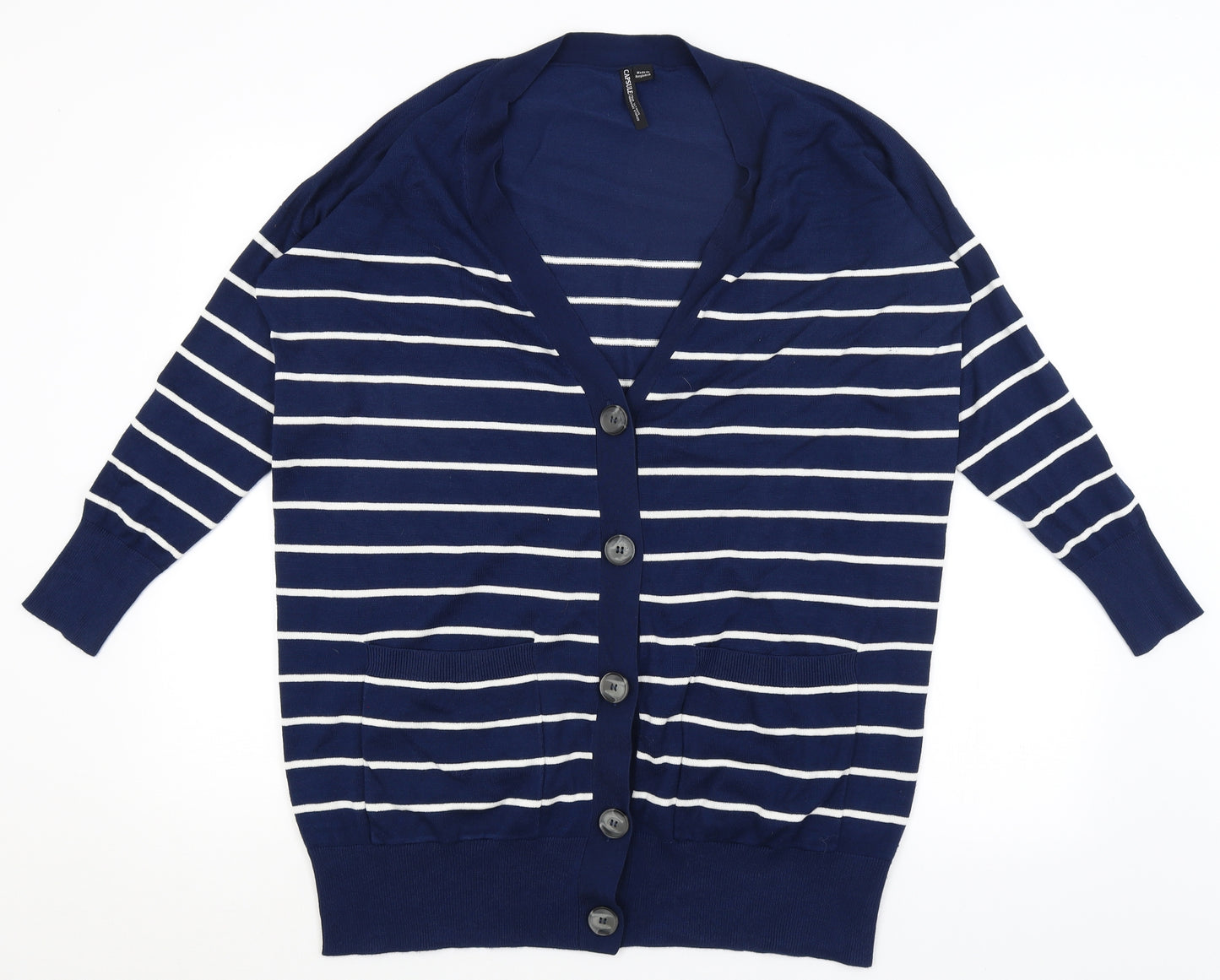 Capsule Womens Blue Striped  Cardigan Jumper Size 16
