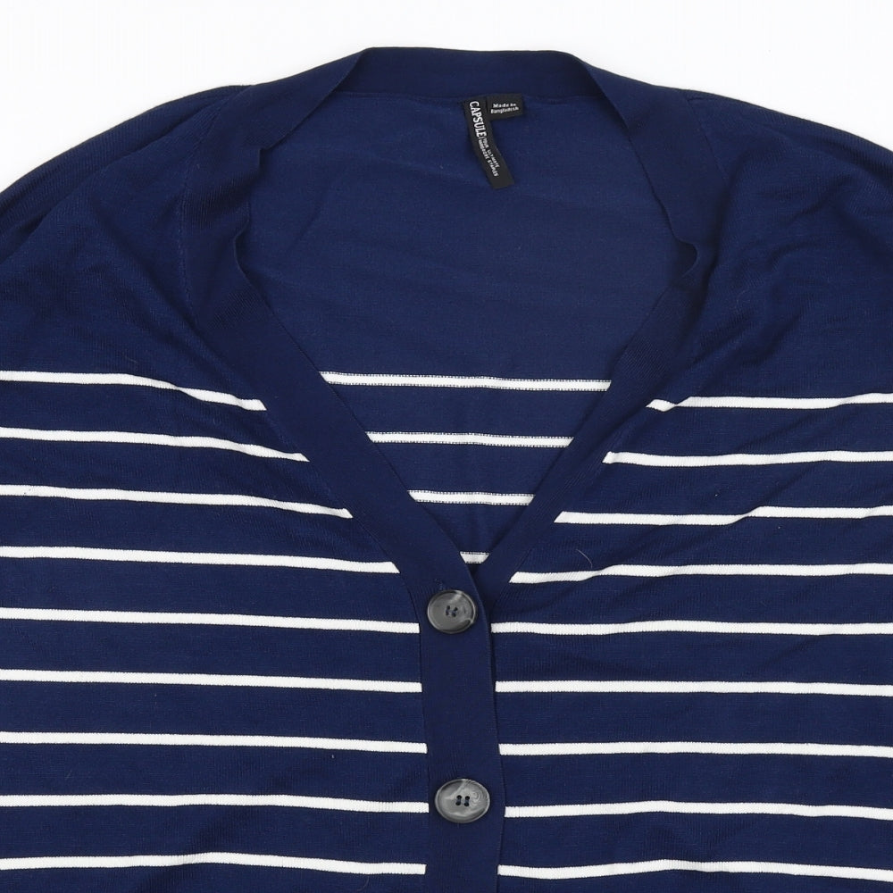 Capsule Womens Blue Striped  Cardigan Jumper Size 16