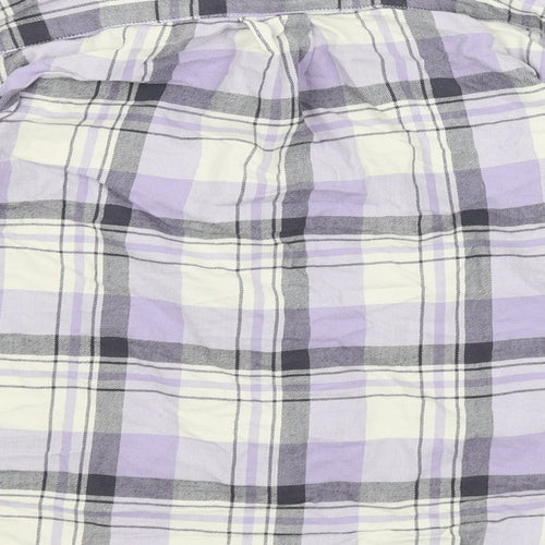 Uni Qlo Womens Purple Plaid  Basic Button-Up Size 2XS