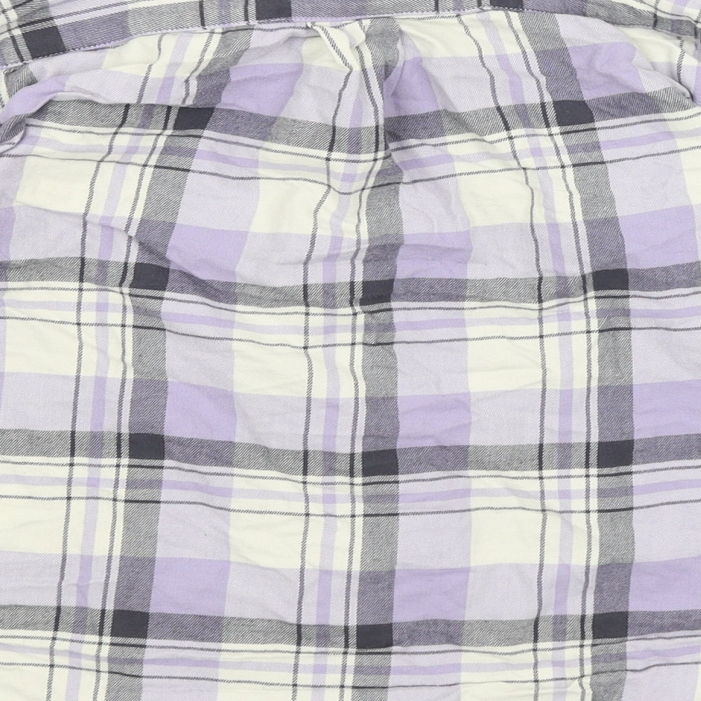 Uni Qlo Womens Purple Plaid  Basic Button-Up Size 2XS