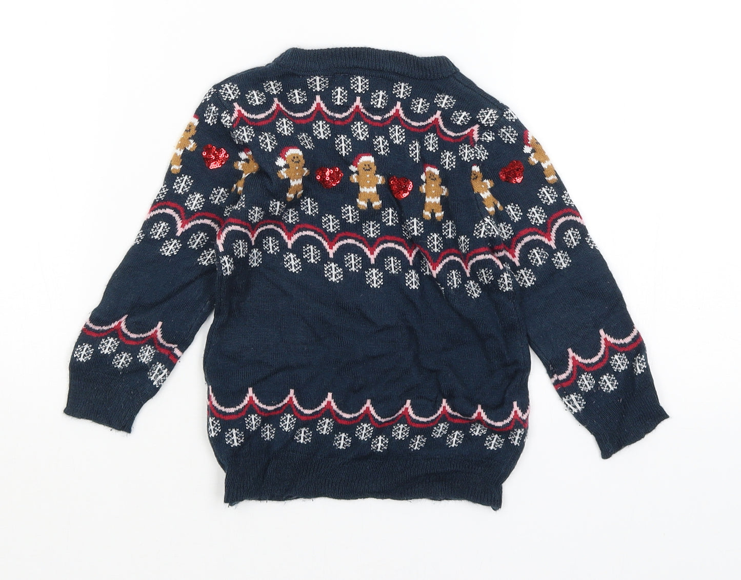 Star Girls Blue   Pullover Jumper Size 3-4 Years  - Christmas