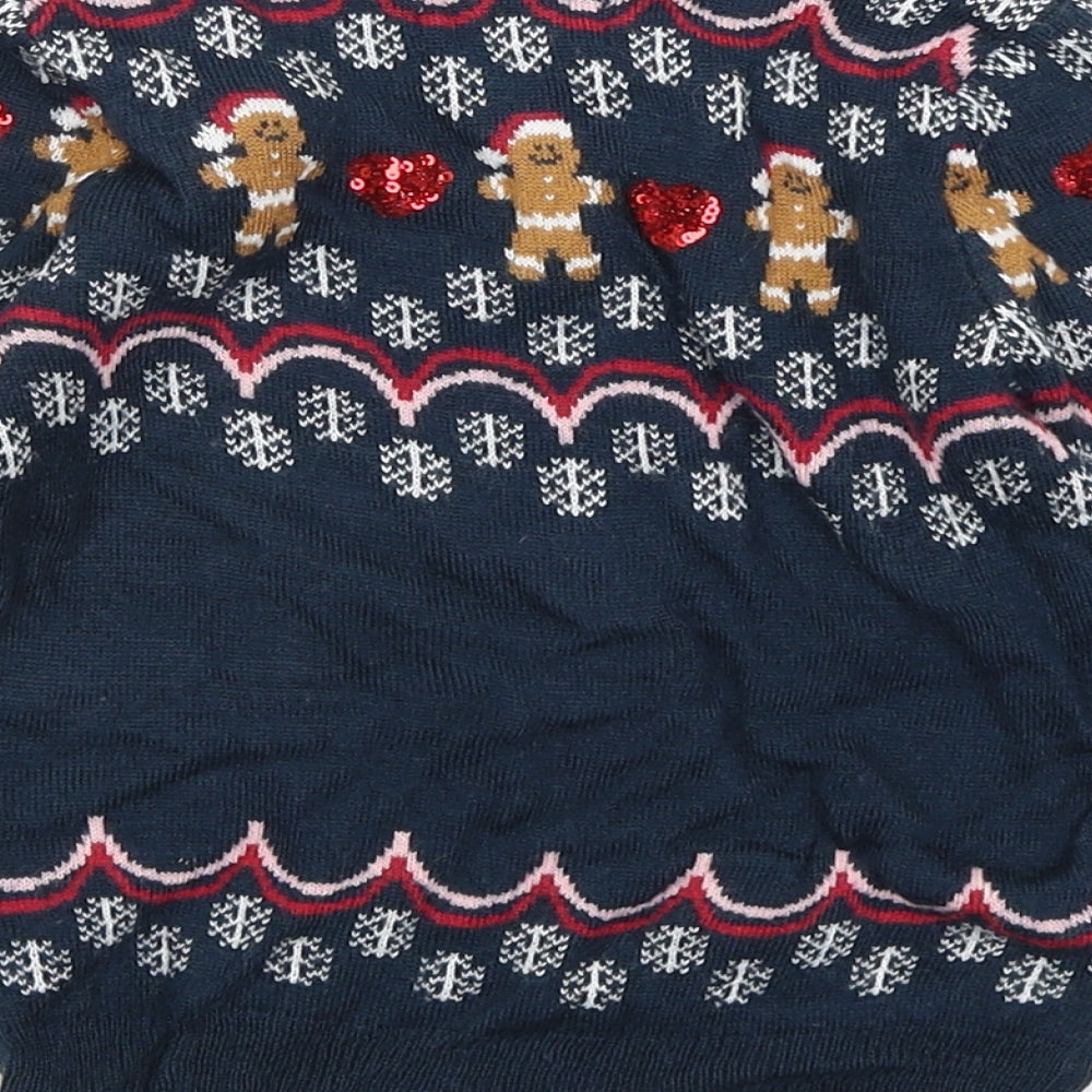 Star Girls Blue   Pullover Jumper Size 3-4 Years  - Christmas