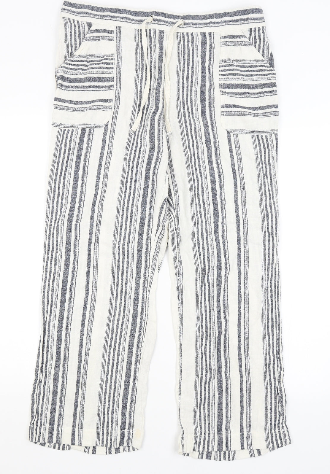 George Womens White Striped  Trousers  Size 16 L26.5 in