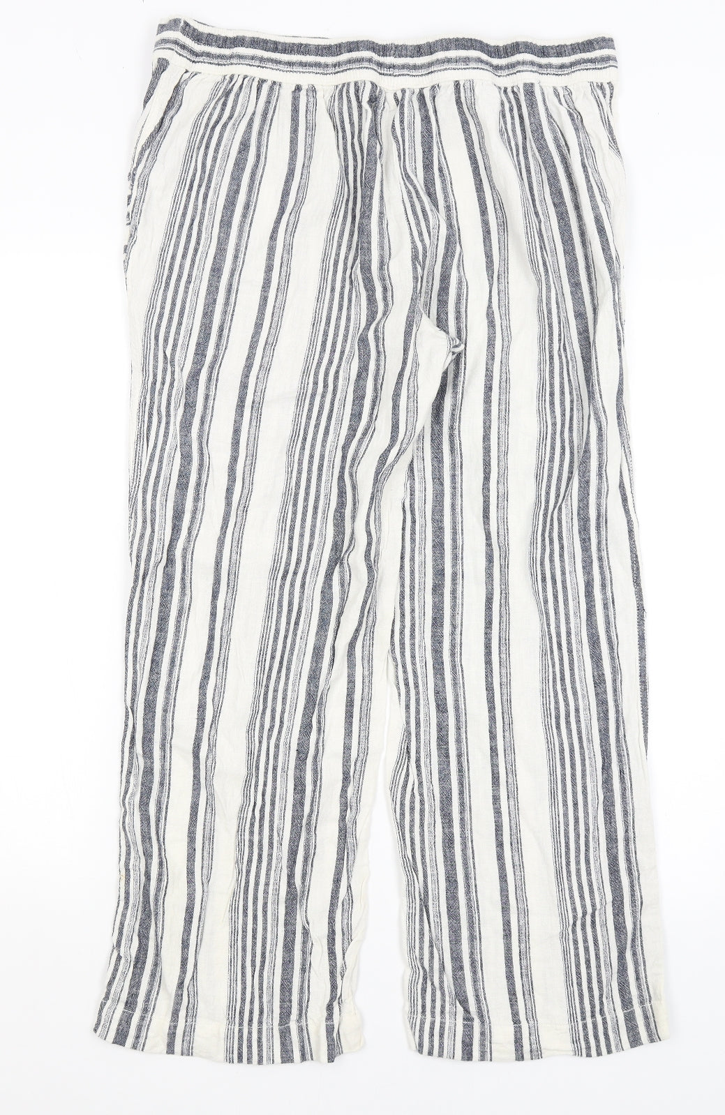 George Womens White Striped  Trousers  Size 16 L26.5 in