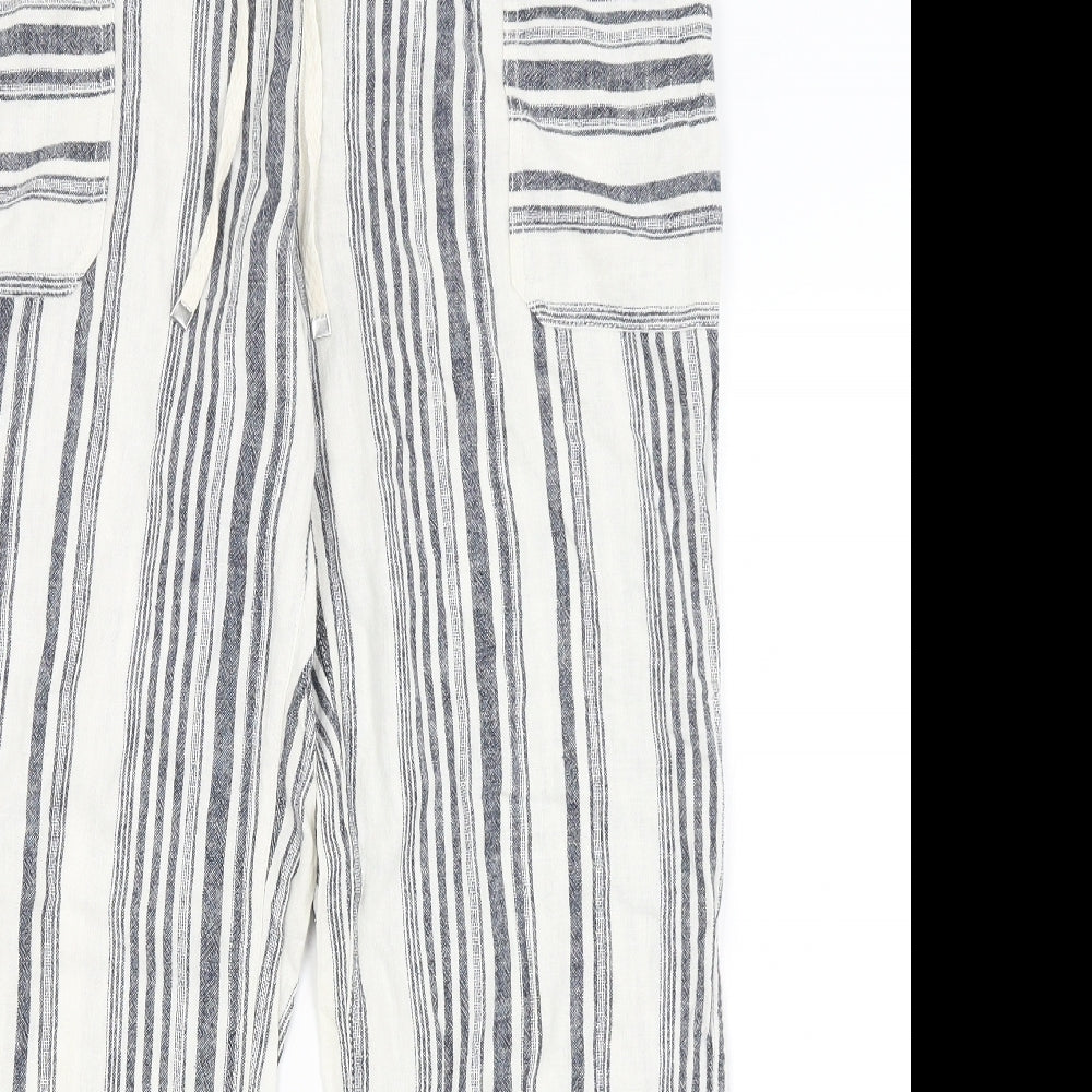 George Womens White Striped  Trousers  Size 16 L26.5 in