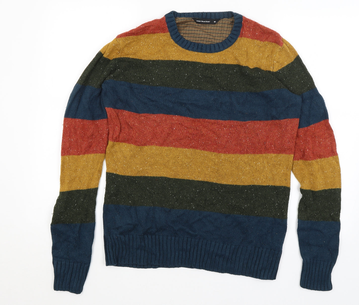Cedar Wood State Mens Blue Striped  Pullover Jumper Size M