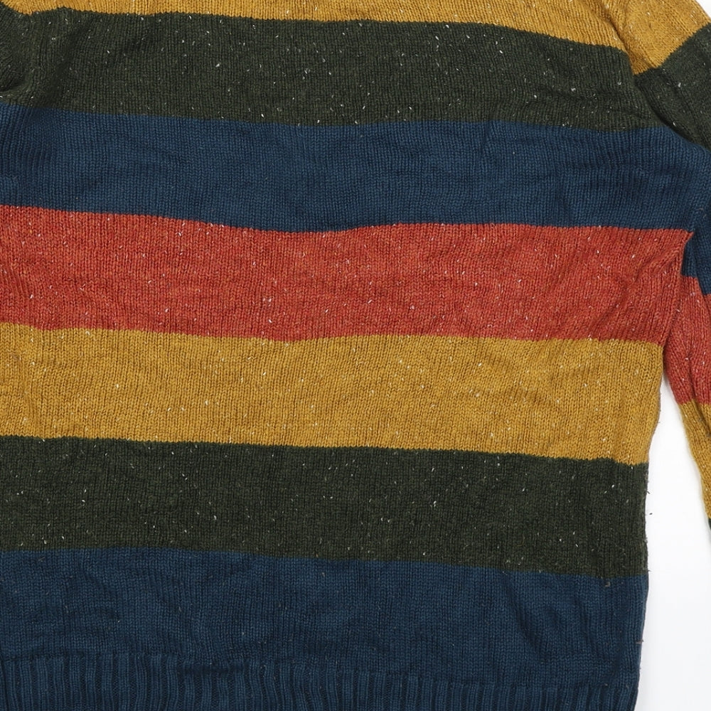 Cedar Wood State Mens Blue Striped  Pullover Jumper Size M