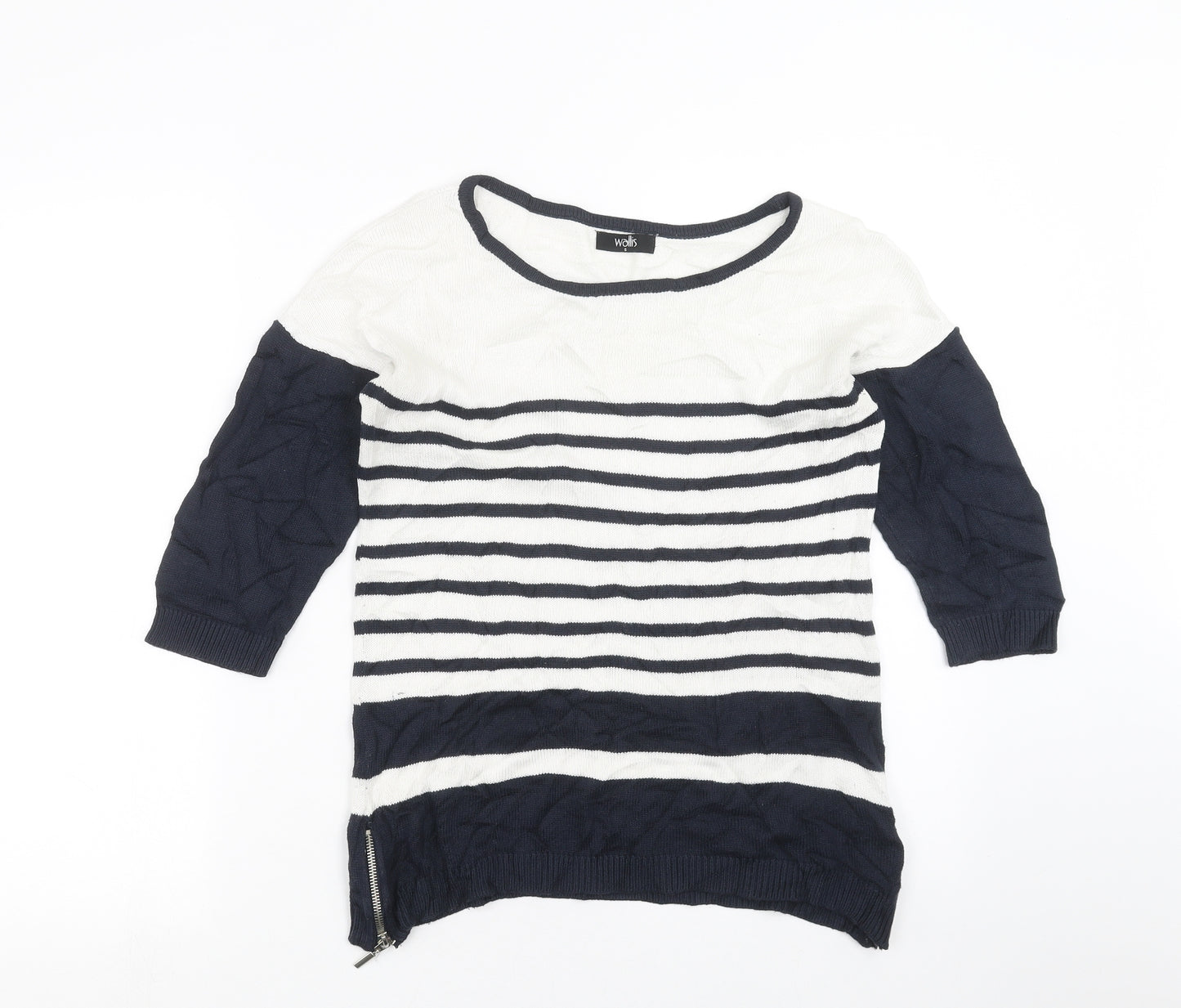 Wallis Womens Blue Striped Knit Pullover Jumper Size S