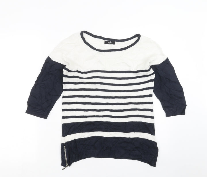 Wallis Womens Blue Striped Knit Pullover Jumper Size S