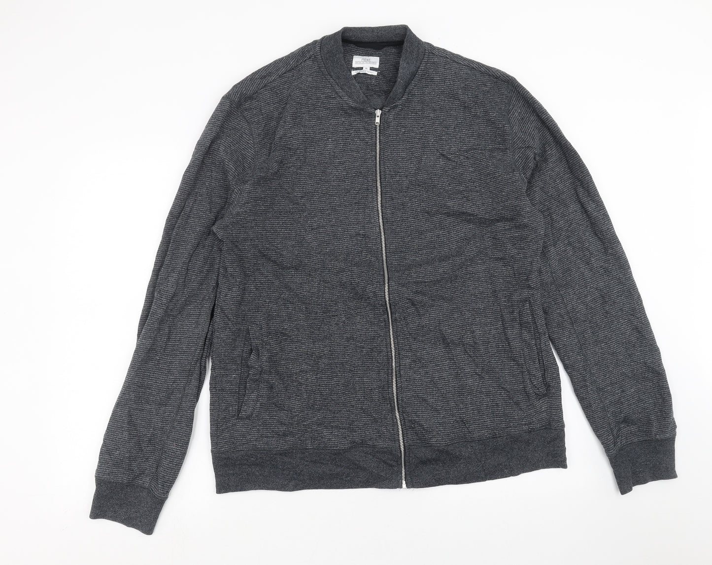 NEXT Mens Grey Striped  Full Zip Sweatshirt Size XL  - sweatshirt bomber jacket