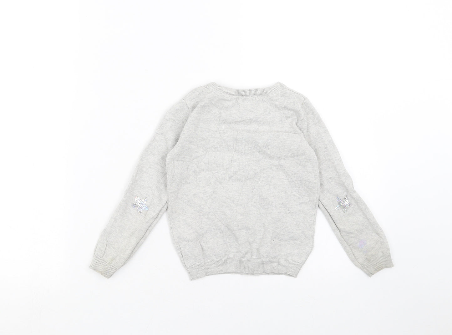 Primark Girls Grey  Knit Pullover Jumper Size 4-5 Years  - stars