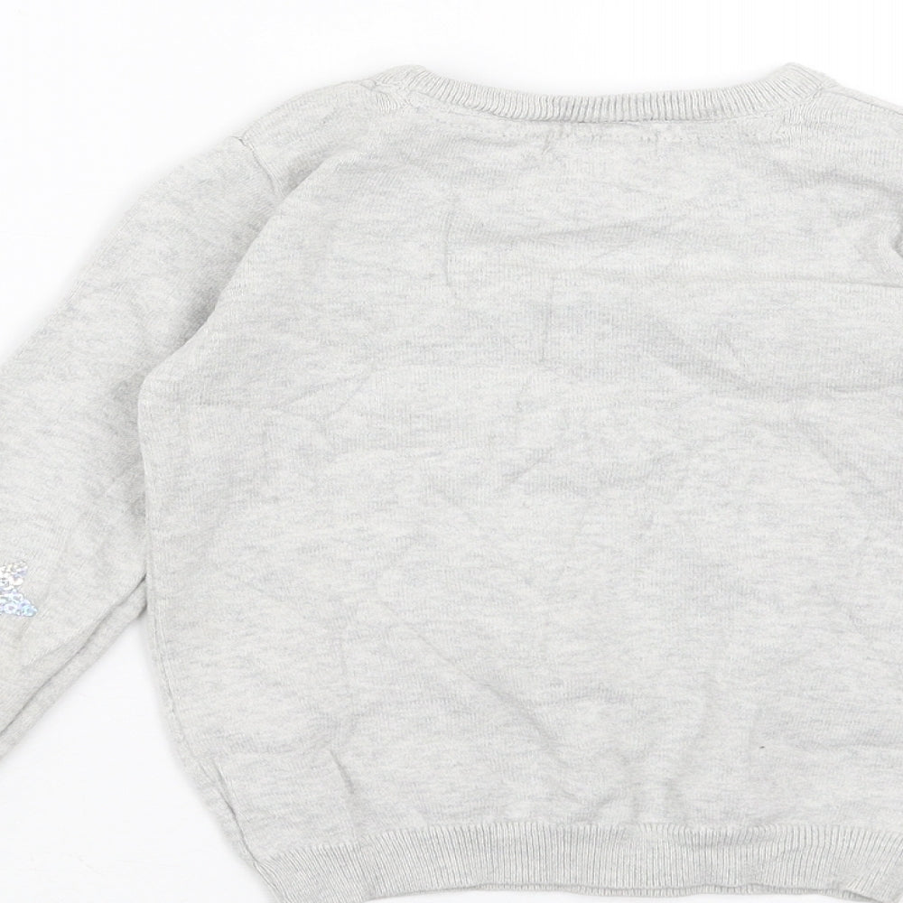 Primark Girls Grey  Knit Pullover Jumper Size 4-5 Years  - stars