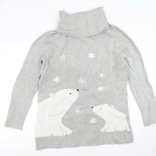 Dorothy Perkins Womens Grey  Knit Pullover Jumper Size 16  - polar bears