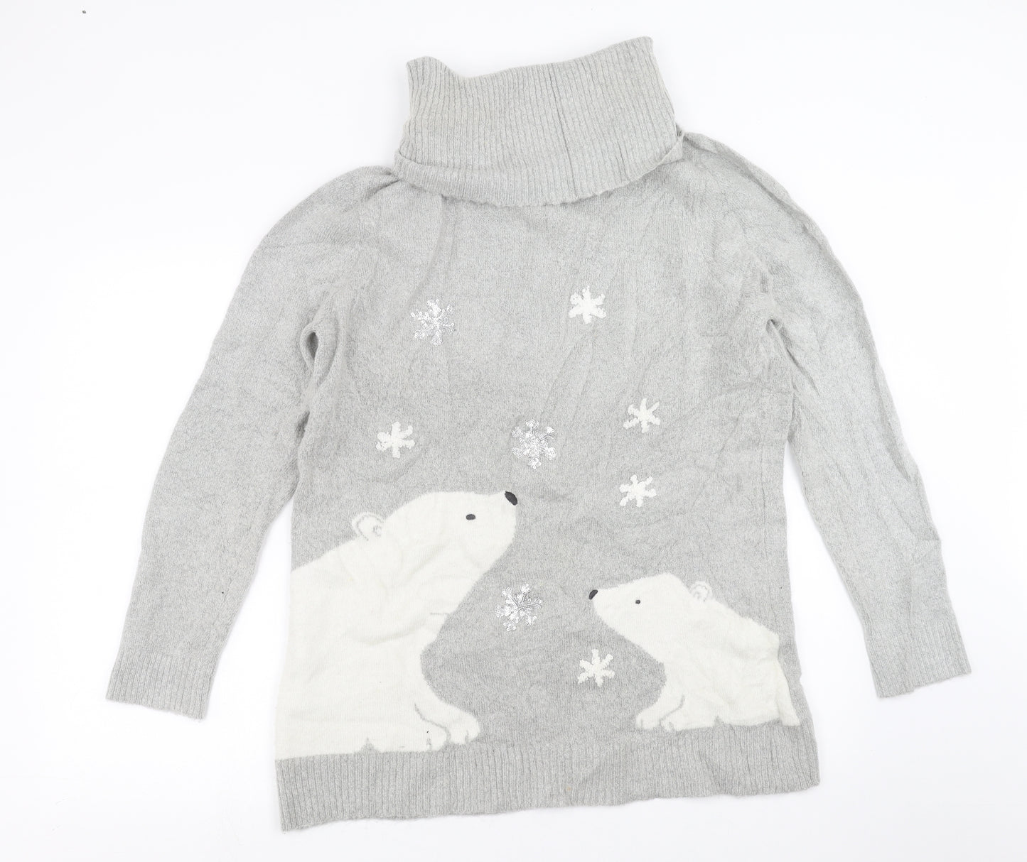 Dorothy Perkins Womens Grey  Knit Pullover Jumper Size 16  - polar bears