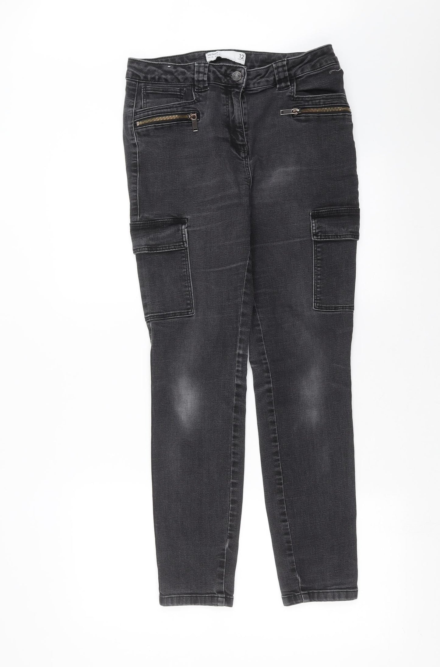 NEXT Womens Grey  Denim Skinny Jeans Size 12 L28 in - Cargo Style