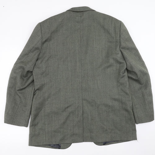 Preworn Mens Green Herringbone  Jacket Suit Jacket Size 44