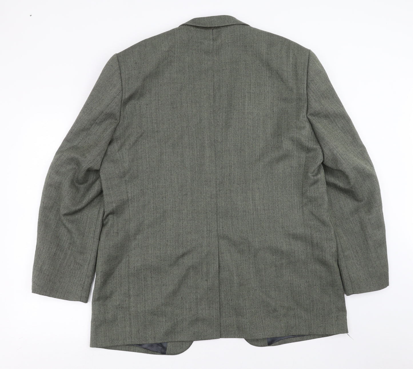 Preworn Mens Green Herringbone  Jacket Suit Jacket Size 44