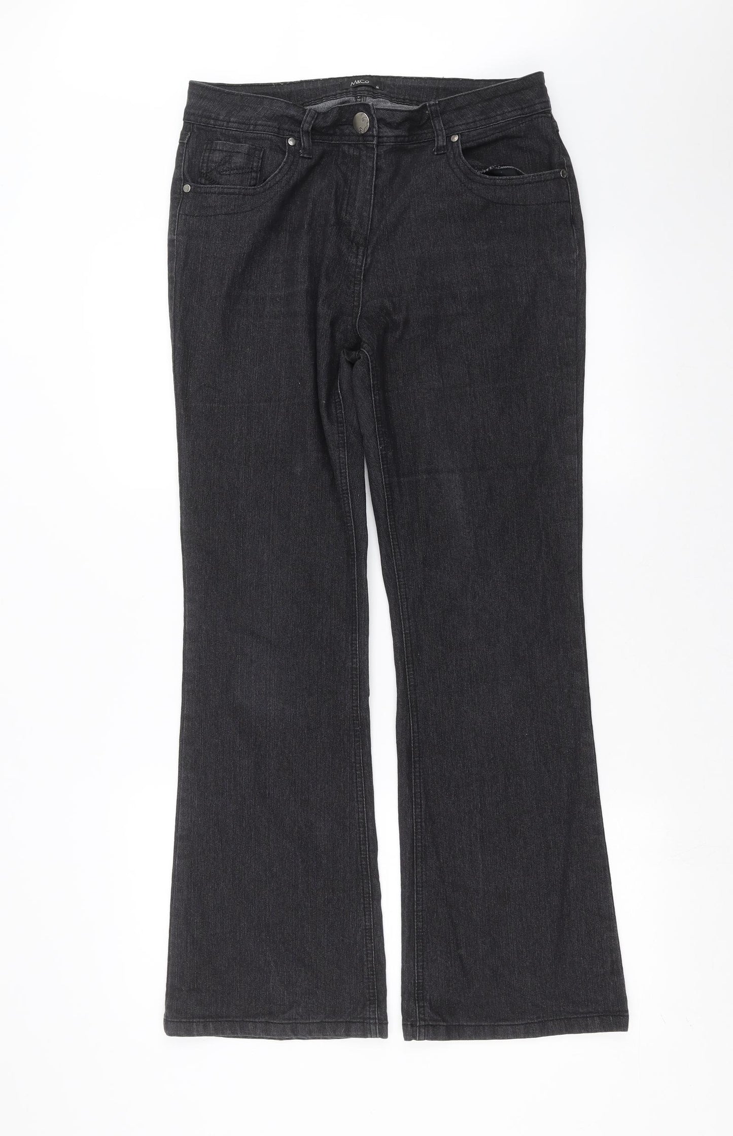 M&Co Womens Grey  Denim Bootcut Jeans Size 14 L30 in