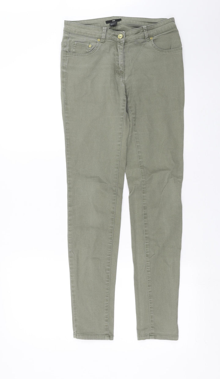 H&M Womens Green Denim Skinny Jeans Size 8 L30 in