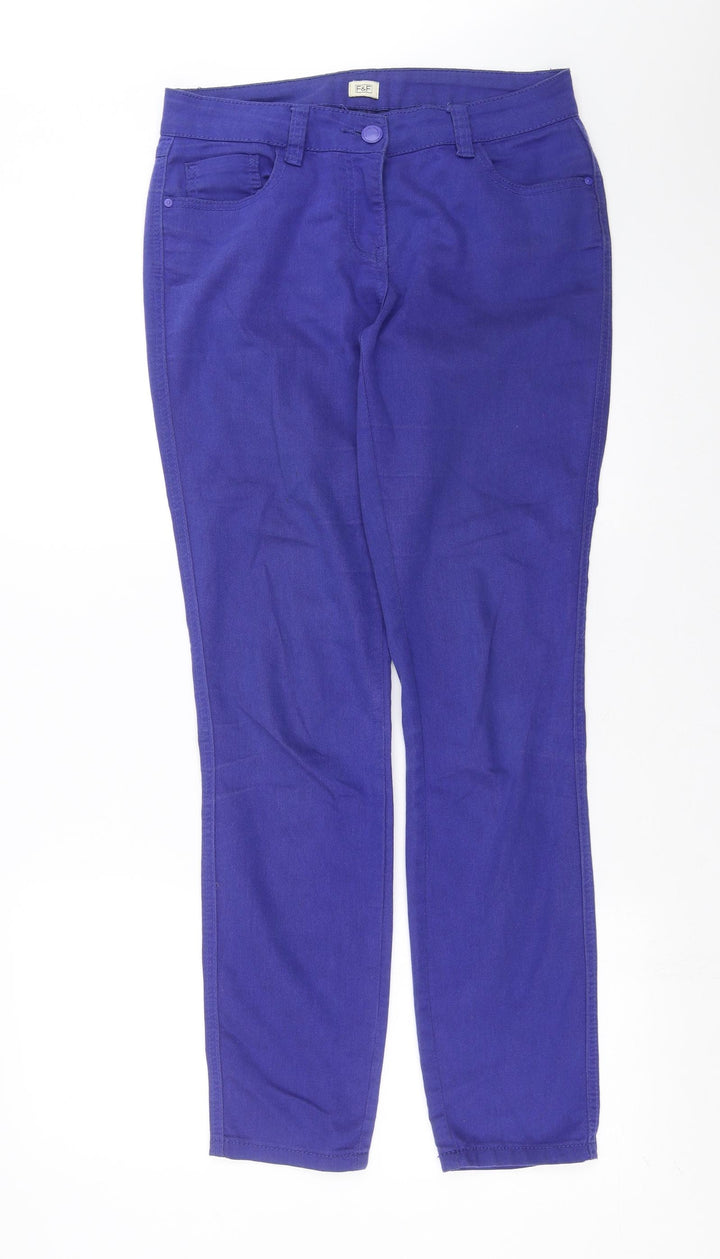 F&F Womens Blue Denim Skinny Jeans Size 10 L30 in