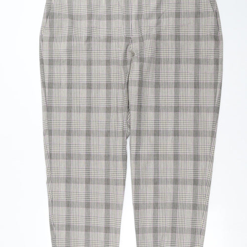 Marks and Spencer Womens Beige Check  Trousers  Size 20 L28 in