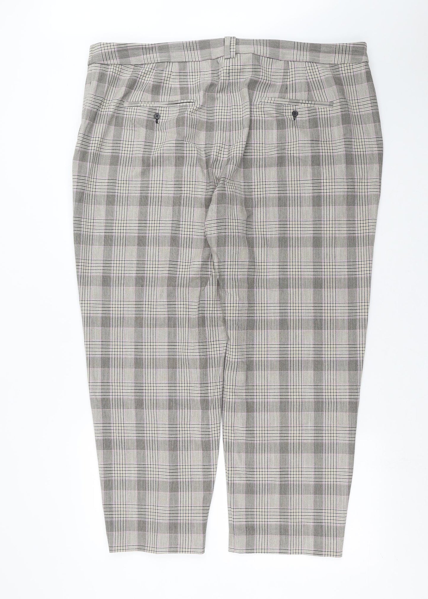 Marks and Spencer Womens Beige Check  Trousers  Size 20 L28 in